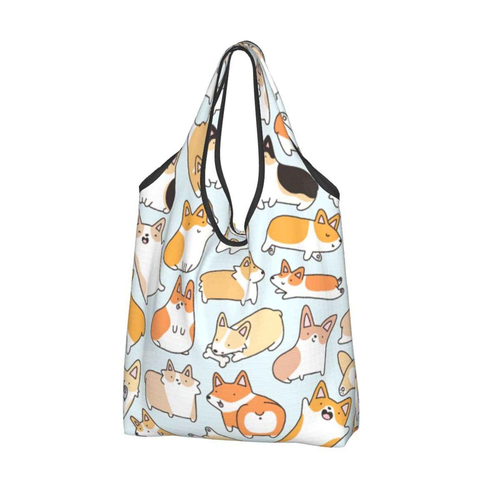 Foldable Reusable Shopping Bags - Large Durable Grocery Bags, Waterproof & Washable Storage Shoulder Tote - Perfect for Grocery Shopping, Travel & Eco-Friendly Errands
