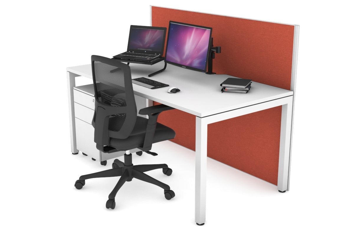 Horizon Quadro Square Legs Office Desk - 1400L x 800W Modern Workstation with Cable Management | Perfect for Home Office, Study Room & Workspace Organization