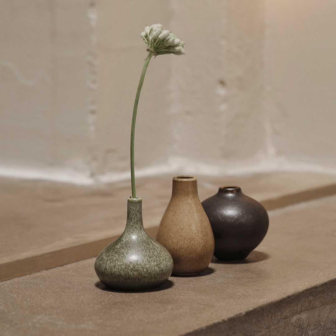 Komo Mini Vases Set of 3 - Small Ceramic Flower Vases for Home Decor, Office Desk, Wedding Centerpieces & Gift Ideas