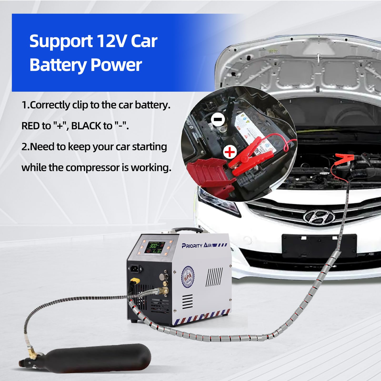 12V 300Bar 4500PSI/30MPA Oil-Free PCP Air Compressor with LCD Display & Built-in Power Adapter - Portable High Pressure Air Pump for PCP Rifles, Scuba Tanks, Paintball & Airsoft Guns - Perfect for Hunting, Diving & Outdoor Sports
