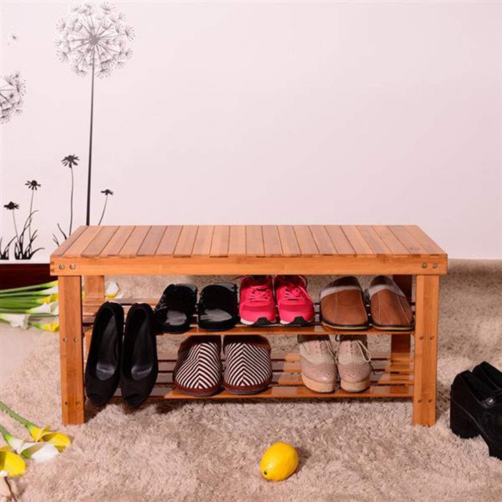 Premium 3-Tier Bamboo Shoe Rack Bench - Space-Saving Shoe Storage Organizer with Wood Finish - Perfect for Entryway, Hallway, Bathroom & Living Room Organization - Sturdy Shoe Shelf for Home & Office Use