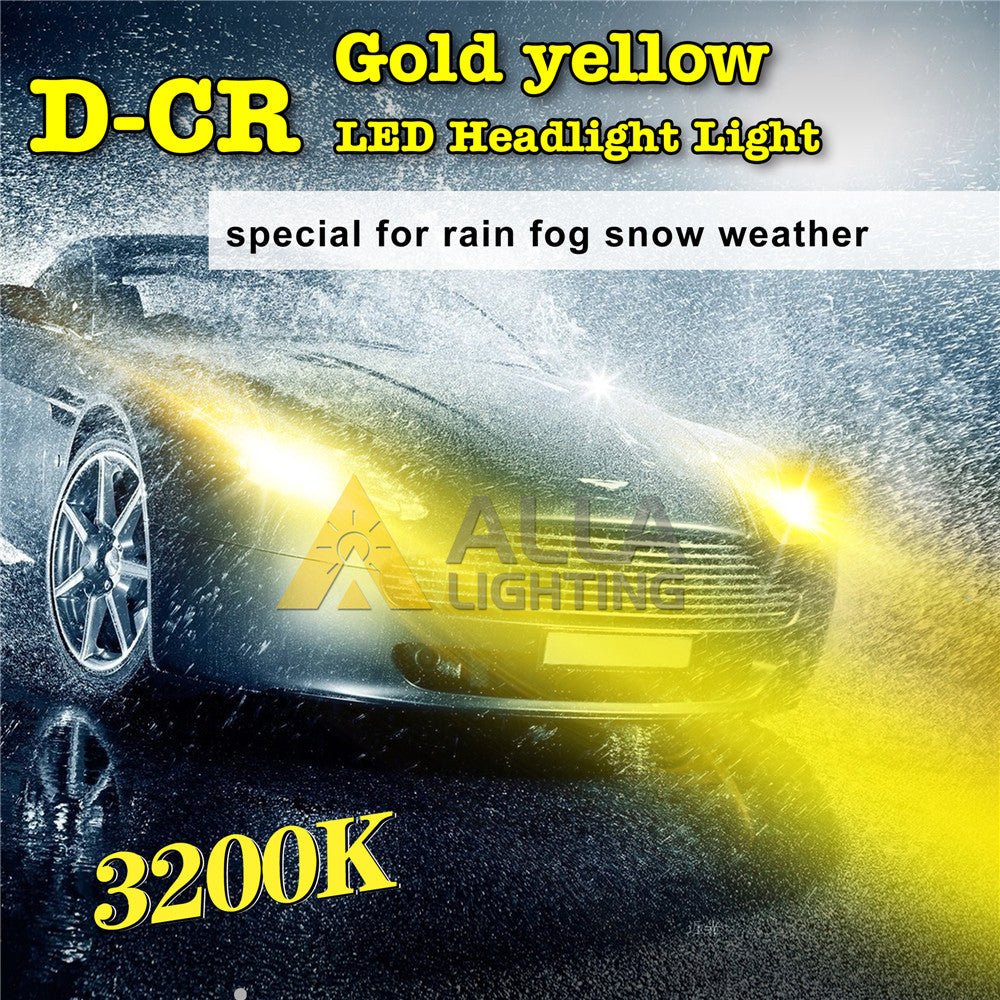 D CR H7 LED Headlight Bulbs - 3000K Amber Yellow for Daytime Running & Fog Lights - High Brightness, Energy Efficient - Perfect for Cars, Trucks, SUVs in All Weather Conditions