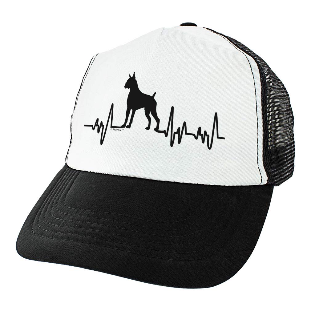Boxer Dog Lover Gift - EKG Heartbeat Silhouette Trucker Hat for Boxer Owners | Perfect for Dog Walks, Pet Events & Casual Outings