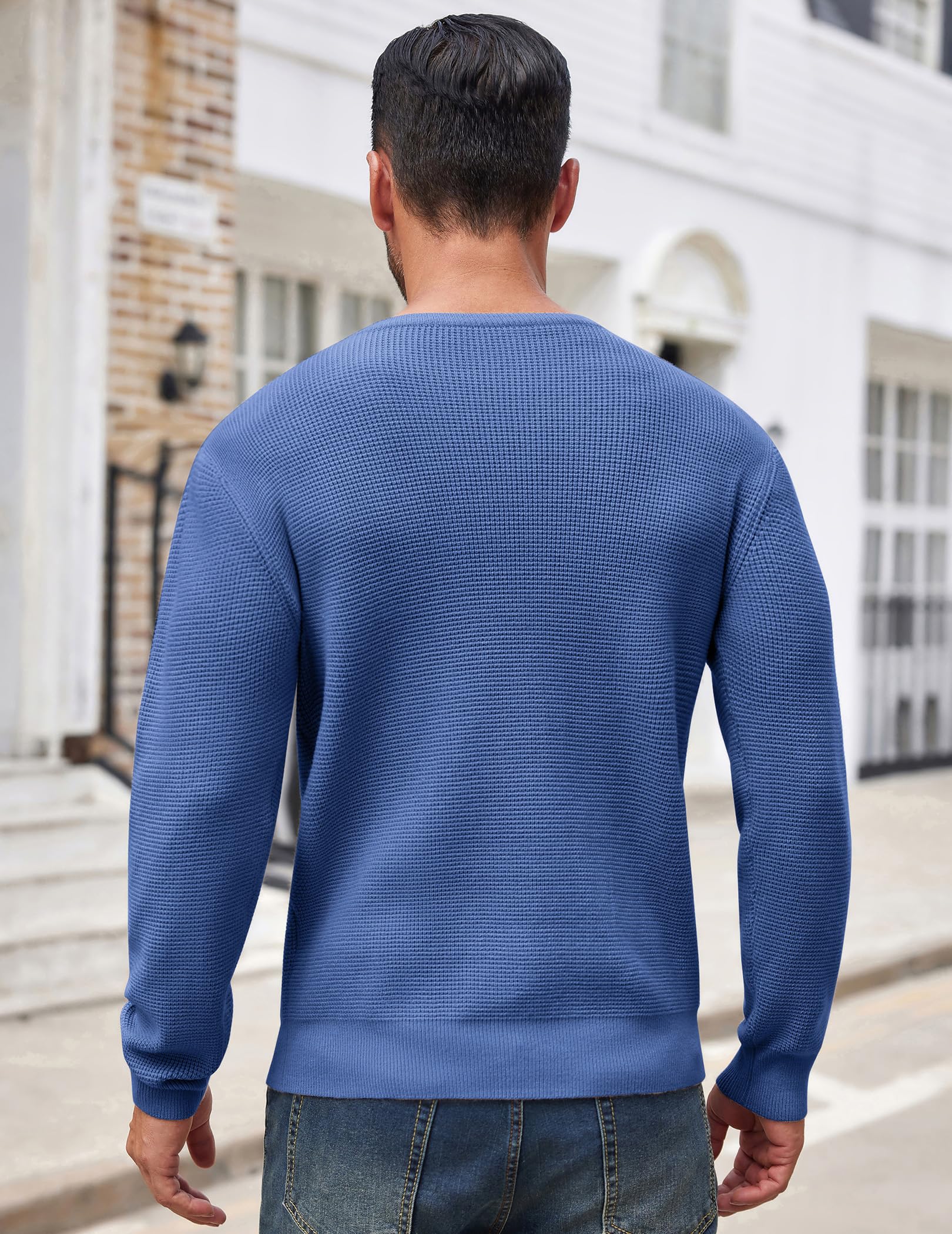 COOFANDY Men's Waffle Knit Crewneck Sweater - Soft Midweight Pullover for Men, Casual Winter Warm Textured Sweater | Perfect for Office, Date Night & Fall Layering