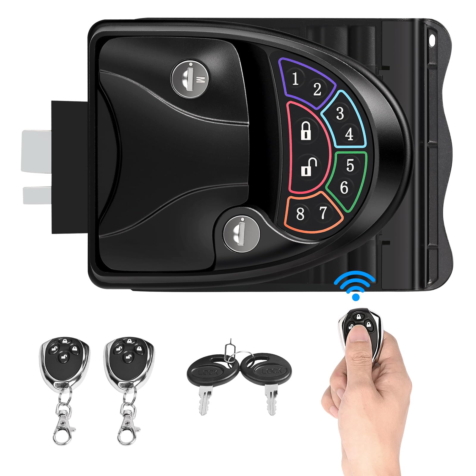 RV Keyless Entry Door Lock - Secure Password Camper Door Lock with Deadbolt, 2 Key Fobs, Fits 2.75