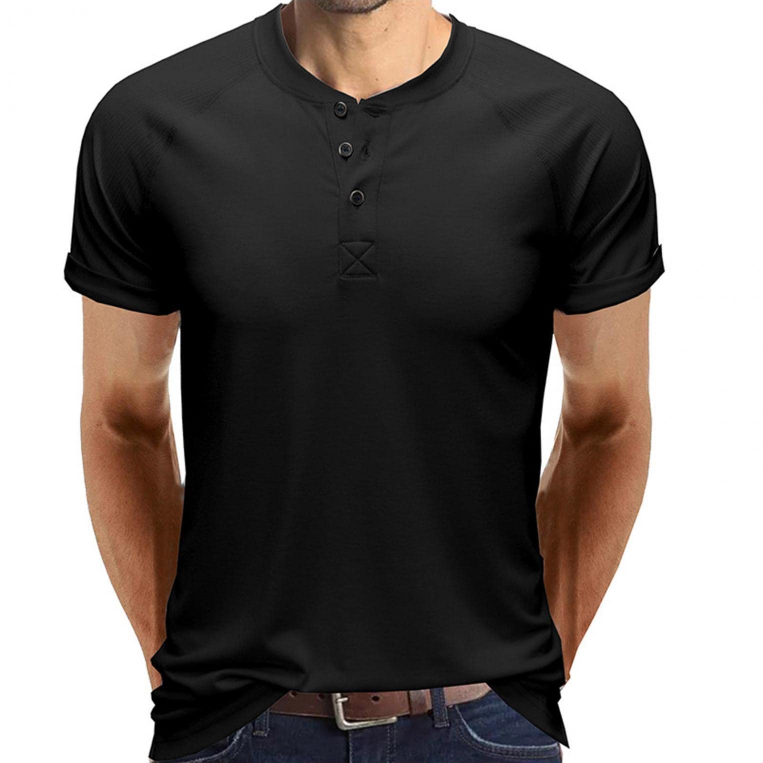 Men's Summer Short Sleeve Henley T-Shirts with Button Placket - Breathable Casual Tees for Outdoor Activities, Beach Wear & Daily Comfort