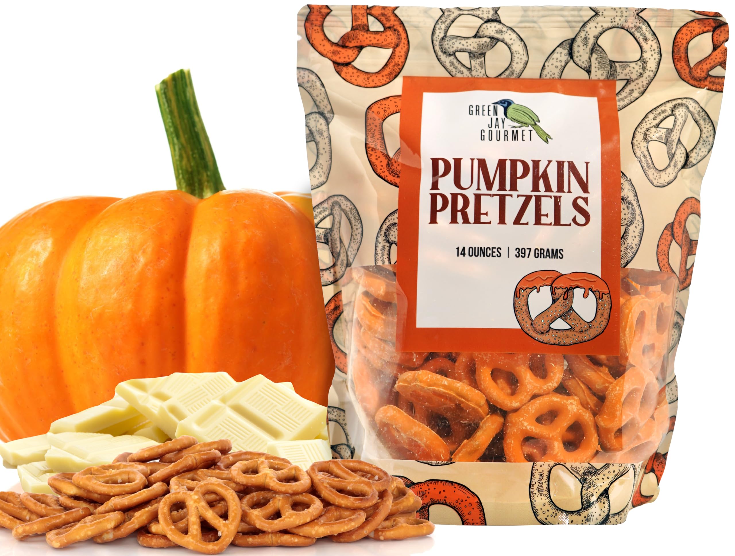 Gourmet Pumpkin Chocolate Covered Pretzels – Handmade Fresh Seasonal Treat with Pumpkin & Cinnamon – Fall Candy Snack – Perfect Gift for Chocolate Lovers – 14oz Bag – Ideal for Halloween, Thanksgiving & Holiday Parties