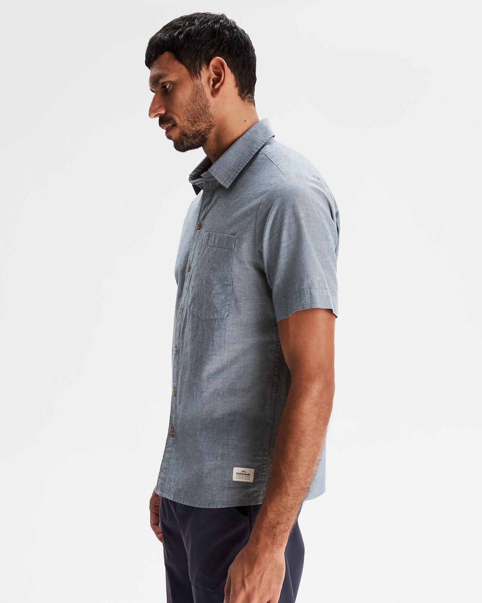 Men's Flaxton LT Short Sleeve Chambray Shirt - Lightweight Casual Button Down for Summer | Office, Outdoor & Travel Wear