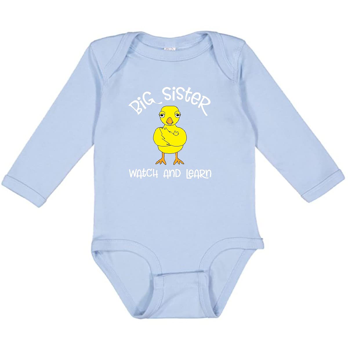 Inktastic Big Sister Chick White Text Long Sleeve Baby Bodysuit - Perfect for Family Photos, Sibling Matching Outfits & Special Occasions