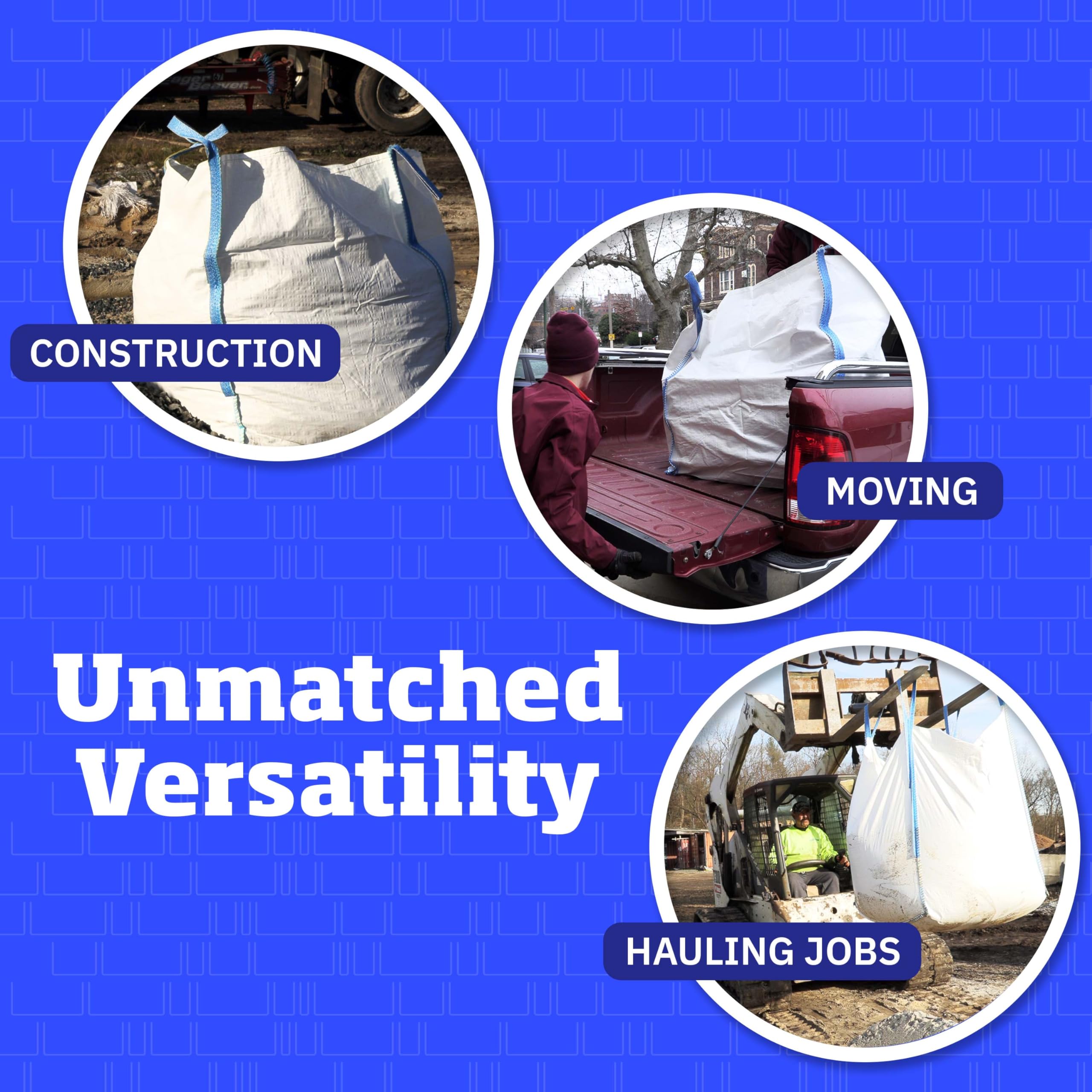 DURASACK 200-Gallon Heavy Duty Contractor Trash Bags - 10 Pack White Woven Polypropylene Demolition Debris Bags for Construction, Yard Waste & Bulk Trash - Holds 2200 lbs - Perfect for Job Sites, Home Renovations & Large Cleanup Projects