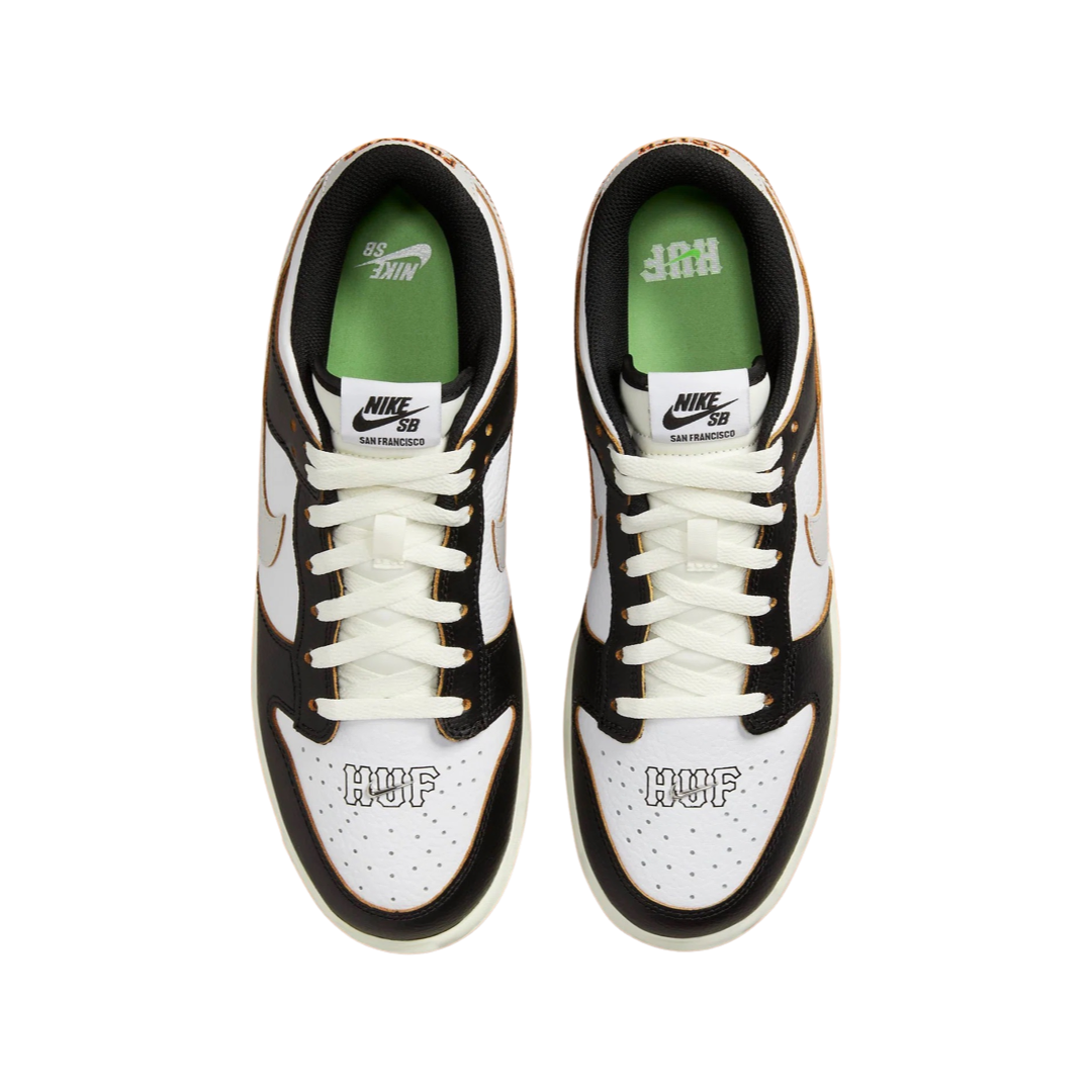 Nike SB Dunk Low HUF San Francisco Sneakers - Black, White & Orange Colorway - Skateboarding Shoes for Men | Streetwear & Casual Wear