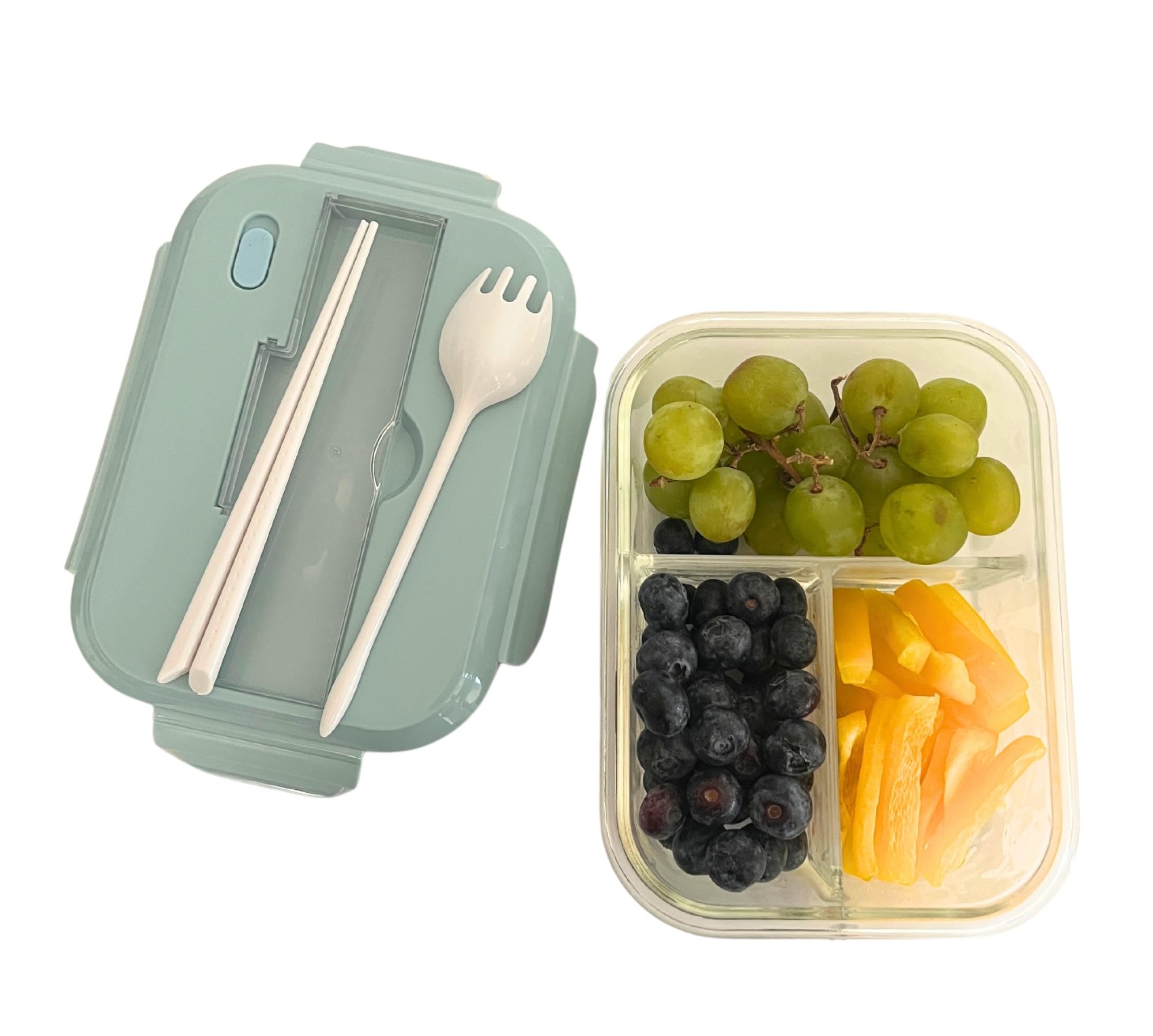 THY COLLECTIBLES 36oz Glass Meal Prep Containers with Lids - Set of 3 Compartment Bento Boxes, Microwave & Freezer Safe, Leak Proof Food Storage for Lunch, Leftovers, Cooking | Perfect for Office, School, Picnics & Meal Prepping