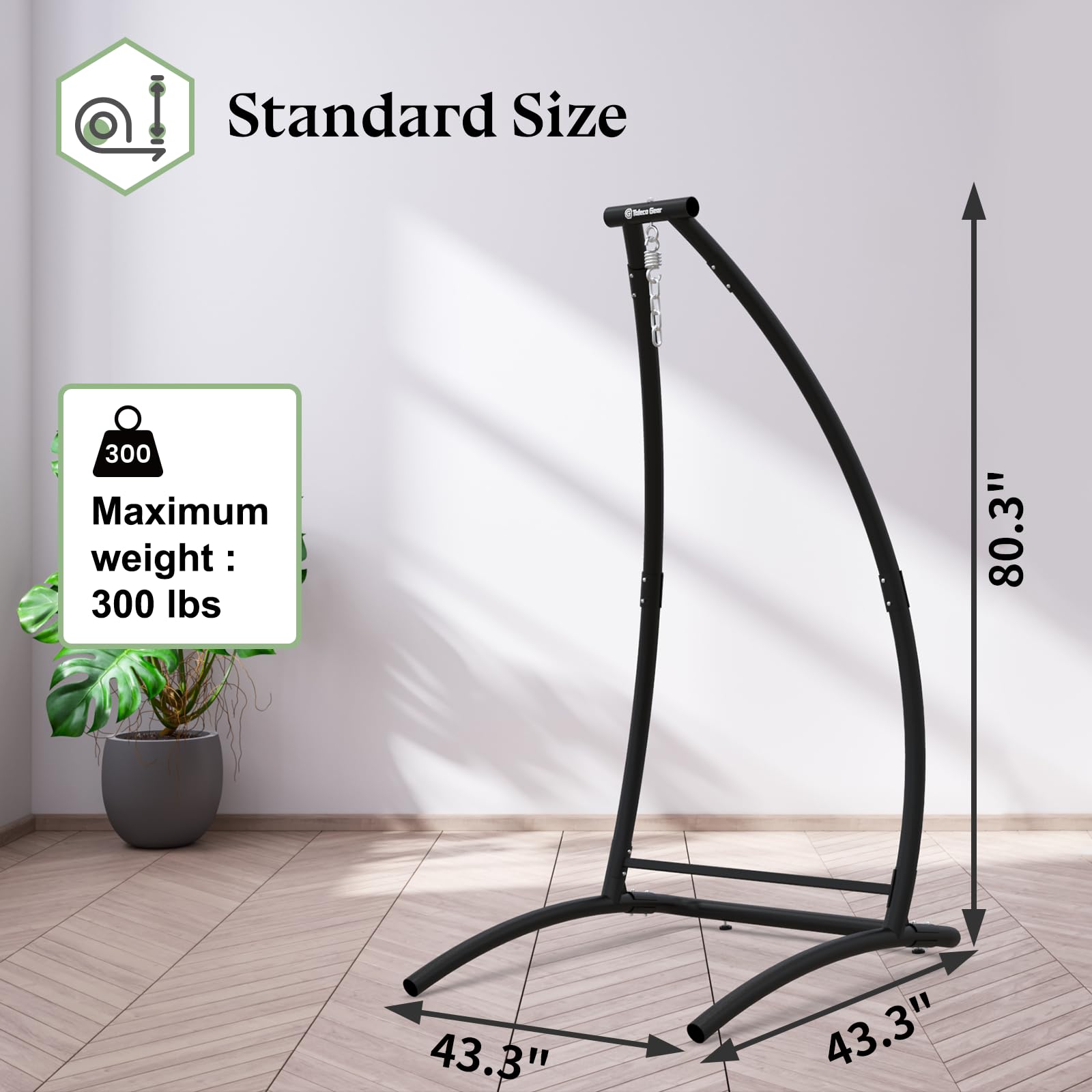 Premium C-Shaped Hammock Chair with Stand - 300 lbs Capacity Hanging Swing Chair with Comfortable Neck Pillow - Perfect for Balcony, Patio, Deck & Indoor Relaxation - Ideal for Reading, Napping & Outdoor Lounging