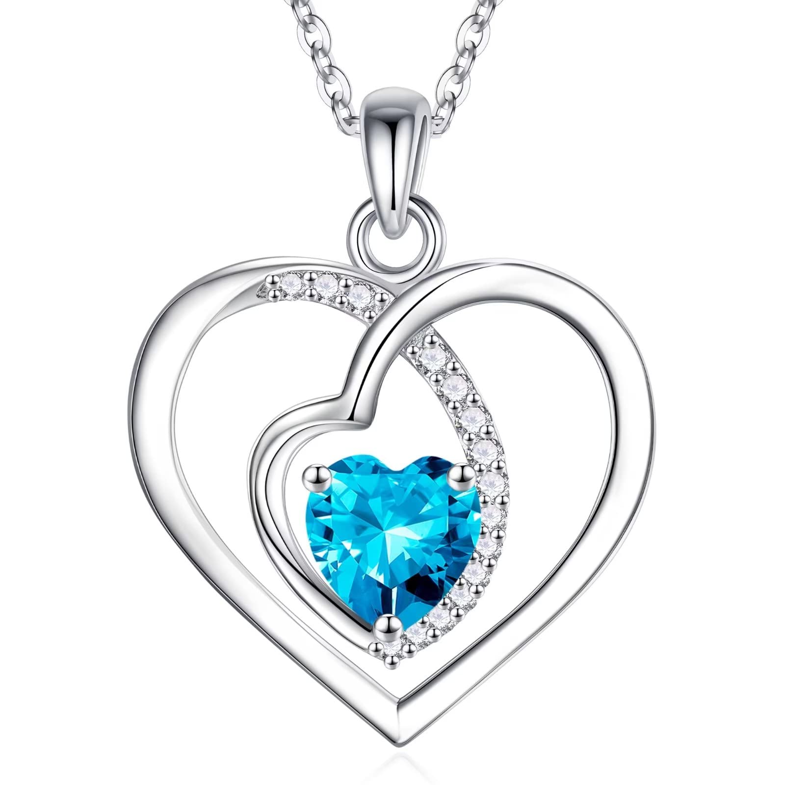 Infinity Love Heart Birthstone Necklace - S925 Sterling Silver Pendant for Women | Valentine's, Mother's Day, Anniversary, Christmas & Birthday Gift for Mom, Daughter, Sister, Grandma | Perfect for Romantic Occasions, Family Celebrations & Everyday Elegance