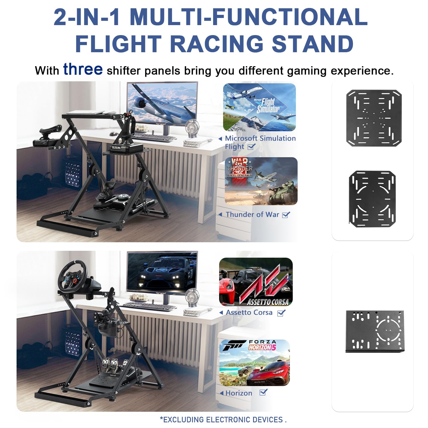 Anman Foldable Flight Simulation Cockpit 3.0 - Adjustable Racing Simulator Cockpit for Logitech, Thrustmaster, HOTAS Warthog & Fanatec (Steering Wheel Not Included) | Perfect for Flight & Racing Sims, Home Gaming Setup & Professional Training