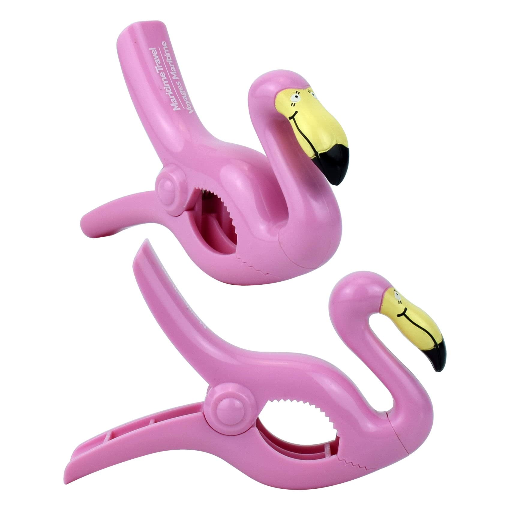 Jumbo Plastic Beach Towel Clips for Chairs - 2 Pack Flamingo Design - Secure Pool Lounger & Beach Chair Clips - Perfect for Sunbathing, Swimming & Outdoor Relaxation