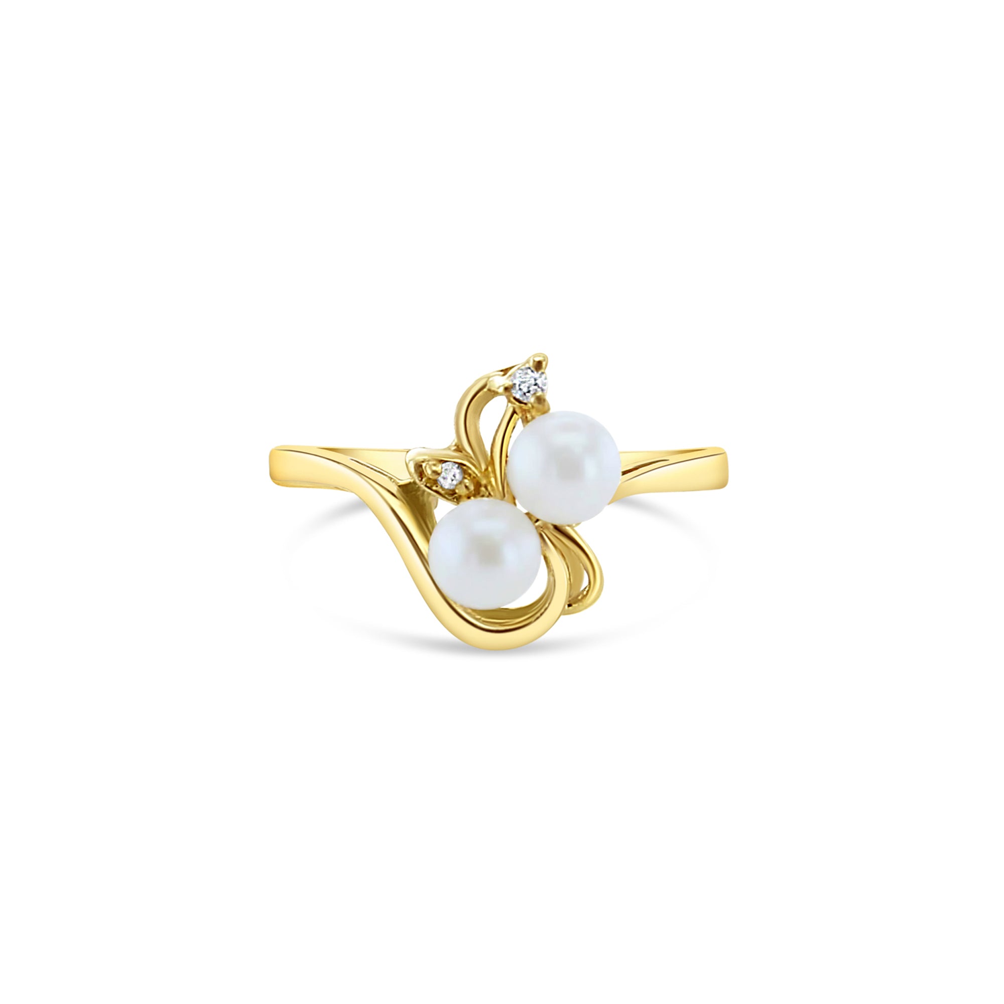 4MM Cultured Pearl Cluster Ring in 14k Yellow Gold - Elegant Jewelry for Weddings, Parties & Special Occasions