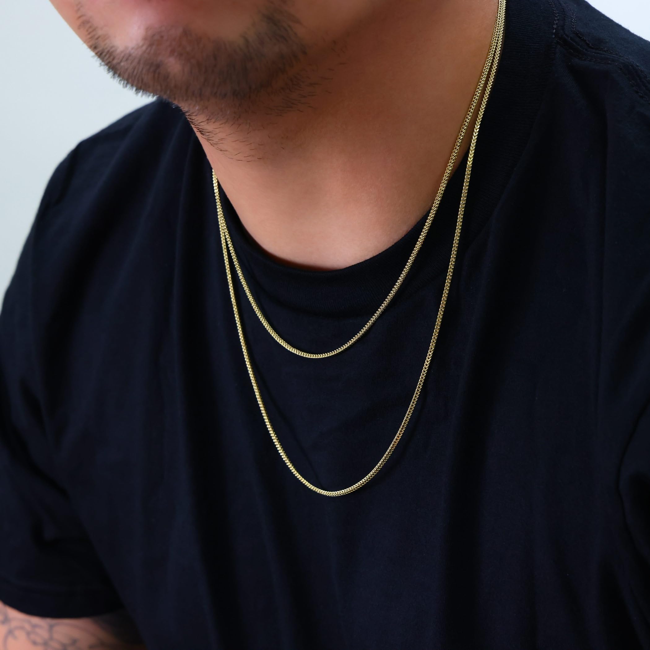 10k Real Yellow Gold Franco Square 2mm Box Chain Necklace for Men & Women - Italian Wheat Chain Jewelry 16