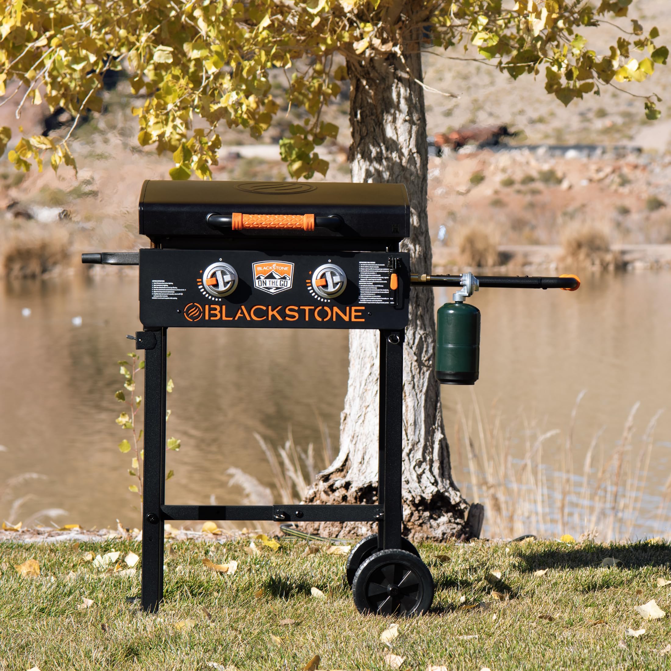 22 Inch Blackstone Griddle with Hood & Grill Stand - Portable Outdoor Flat Top Gas Grill for Camping, Backyard BBQ & Tailgating - Includes Blackstone Seasoning & Griddle Gloves - Perfect for Outdoor Cooking, Picnics & Family Gatherings