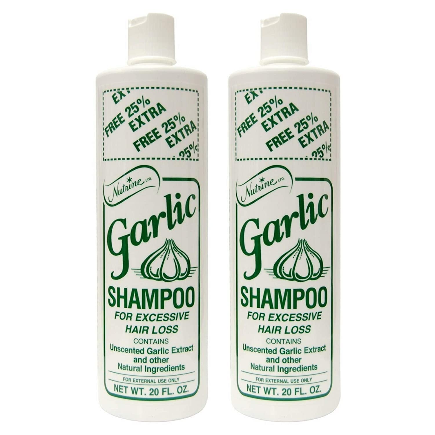 Natural Garlic Shampoo for Hair Growth - Unscented 20oz (591ml) Pack of 2 | Sulfate-Free & Biotin-Enriched Formula for Thicker, Healthier Hair | Ideal for Daily Use, Scalp Care & Hair Loss Prevention