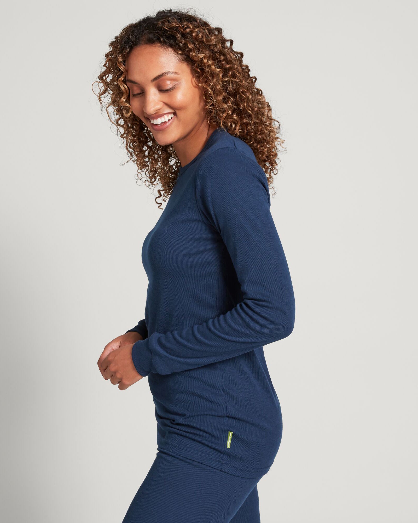 KMDCore Women's Long Sleeve T-Shirt - Soft Stretch Crewneck Casual Top in Navy Blue | Perfect for Work, Gym & Everyday Wear