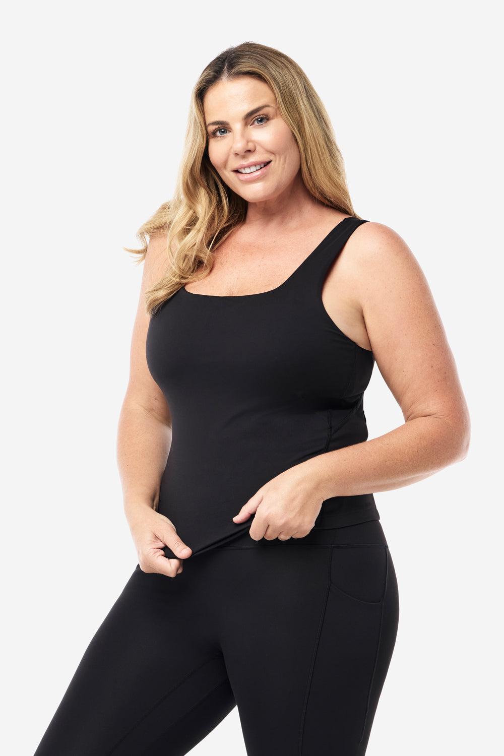 Women's Shelf Bra Base Tank Top - Seamless Comfort Fit - Black | Perfect for Layering, Yoga & Everyday Wear