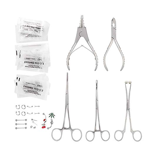 Professional Stainless Steel Body Piercing Kit - Eyebrow, Nose & Body Piercing Pliers, Needles & Accessories | Safe & Hygienic Piercing Tools for Tattoo Shops, Salons & Home Use