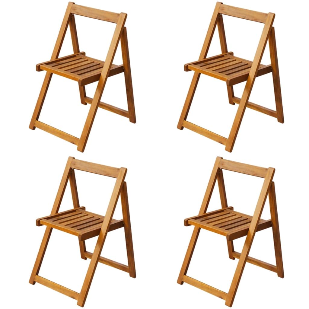 vidaXL 5-Piece Solid Acacia Wood Folding Outdoor Dining Set - Garden Patio Table & Chairs - Weatherproof Durable Furniture for Backyard, Poolside & BBQ Parties
