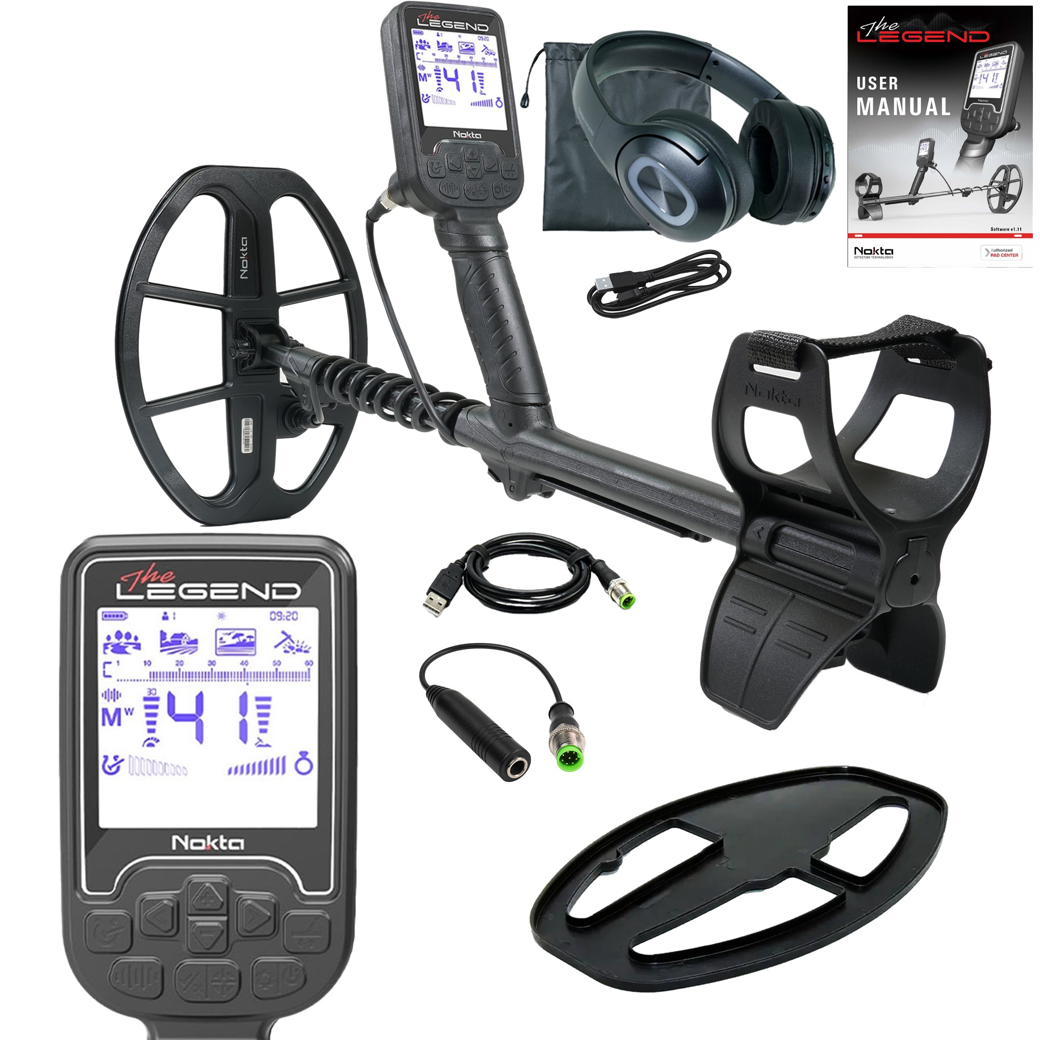 Nokta The Legend WHP Metal Detector with Wireless Headphones & LG30 12x9 Coil - Professional Metal Detecting for Treasure Hunting, Beach, and Gold Prospecting