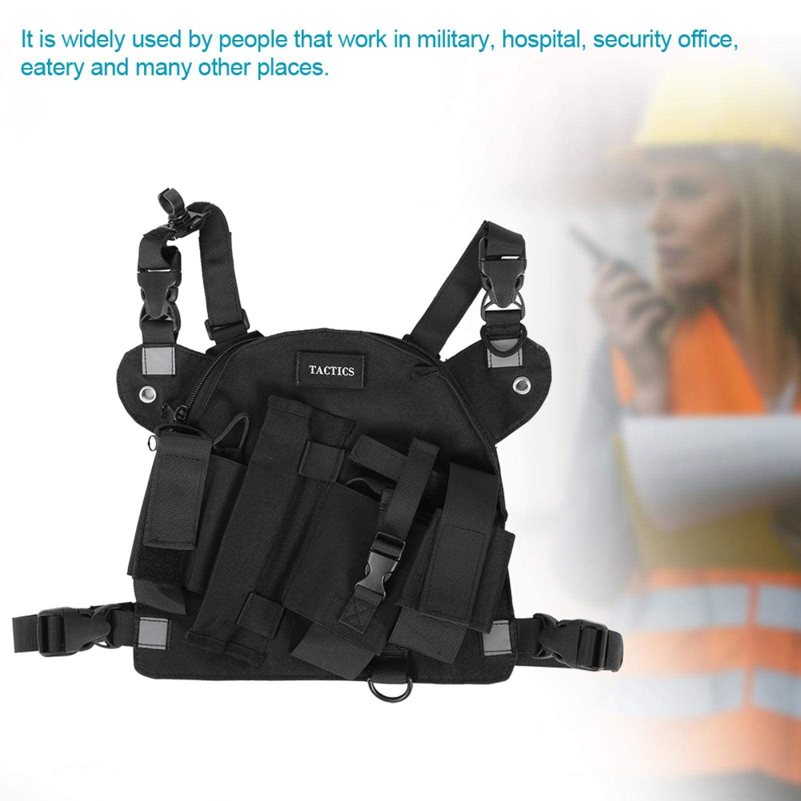 Socobeta Adjustable Chest Rig Bag - Tactical Shoulder Pack with Radio Holster Holder for Men & Women (Black) - Perfect for Hiking, Airsoft, Hunting & Outdoor Adventures