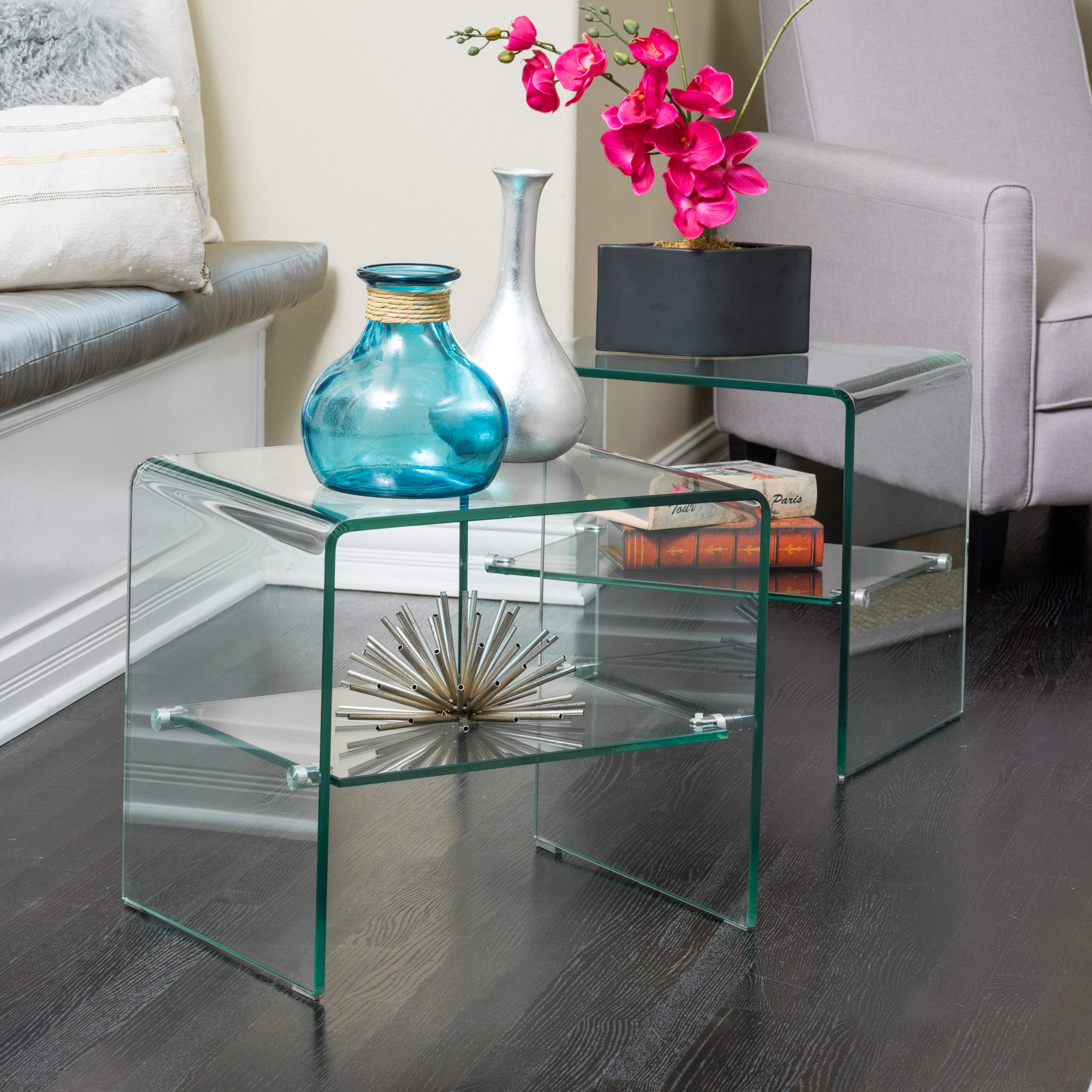 Christopher Knight Home Czarina End Tables - 2-Piece Set, Clear Acrylic Modern Nightstands for Living Room, Bedroom, or Office