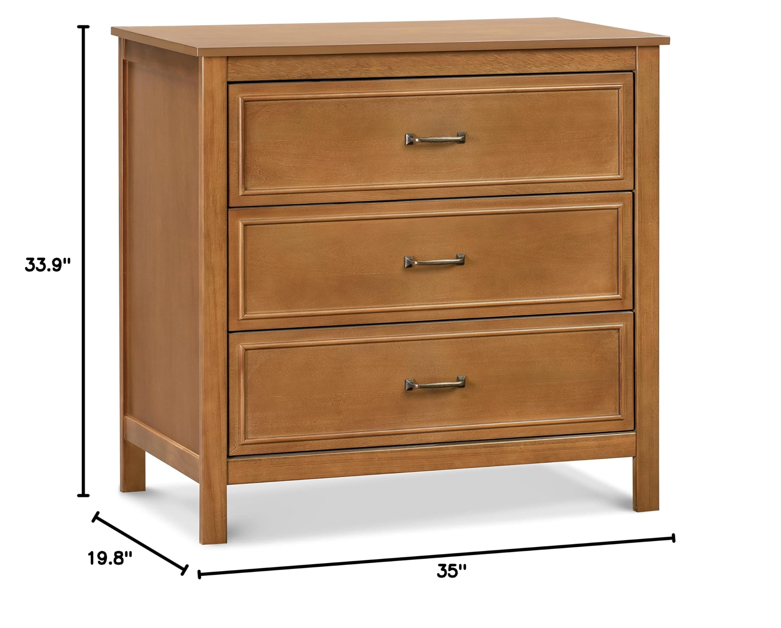 DaVinci Charlie 3-Drawer Chest Dresser in Chestnut - Perfect for Nursery, Bedroom & Kids Room Storage Organization