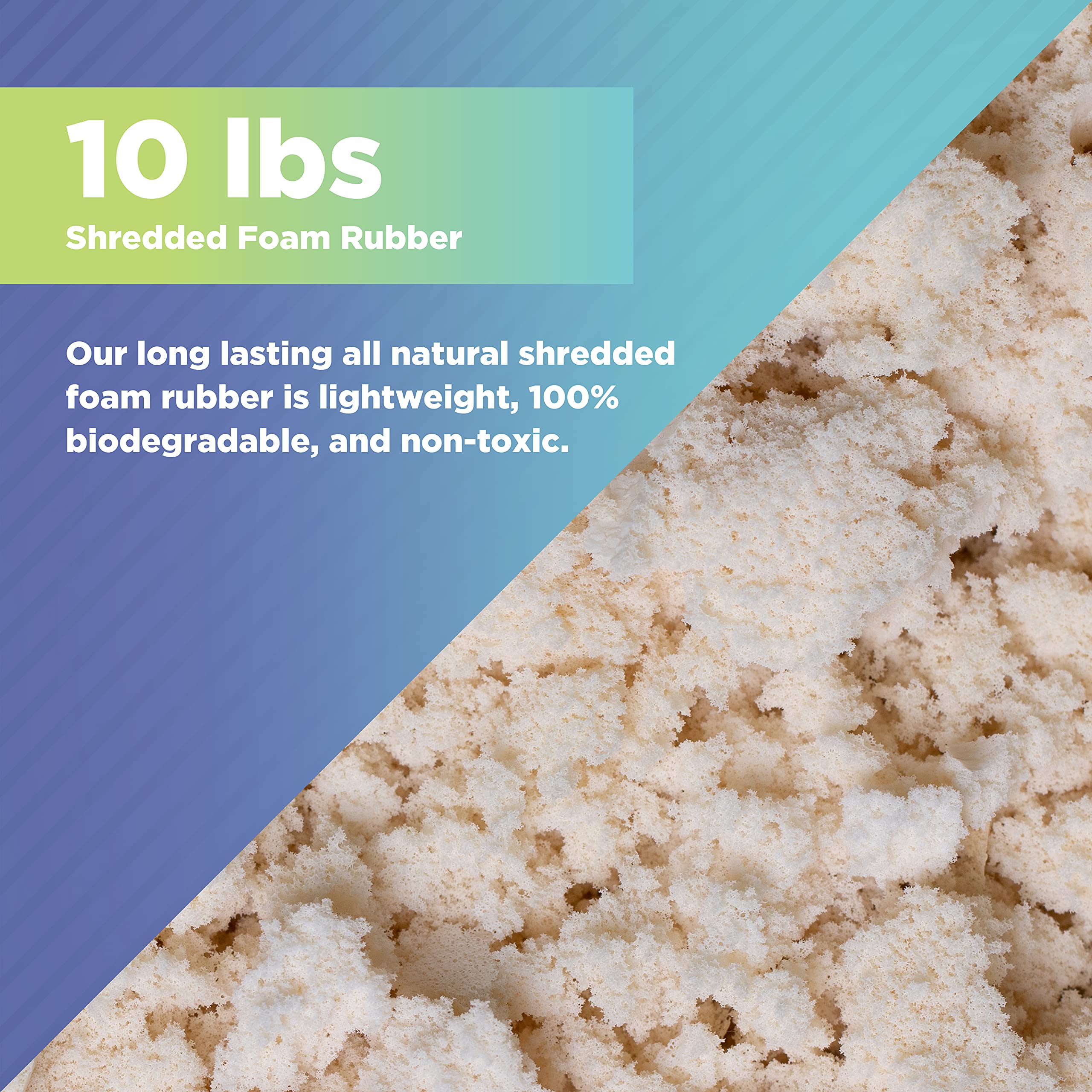 10 lb All Natural Shredded Latex Foam - Eco-Friendly Recycled Filling for Bean Bags, Pet Beds & Pillows - Made in USA, Chicago - Perfect for Home Decor, Furniture Refill & DIY Craft Projects