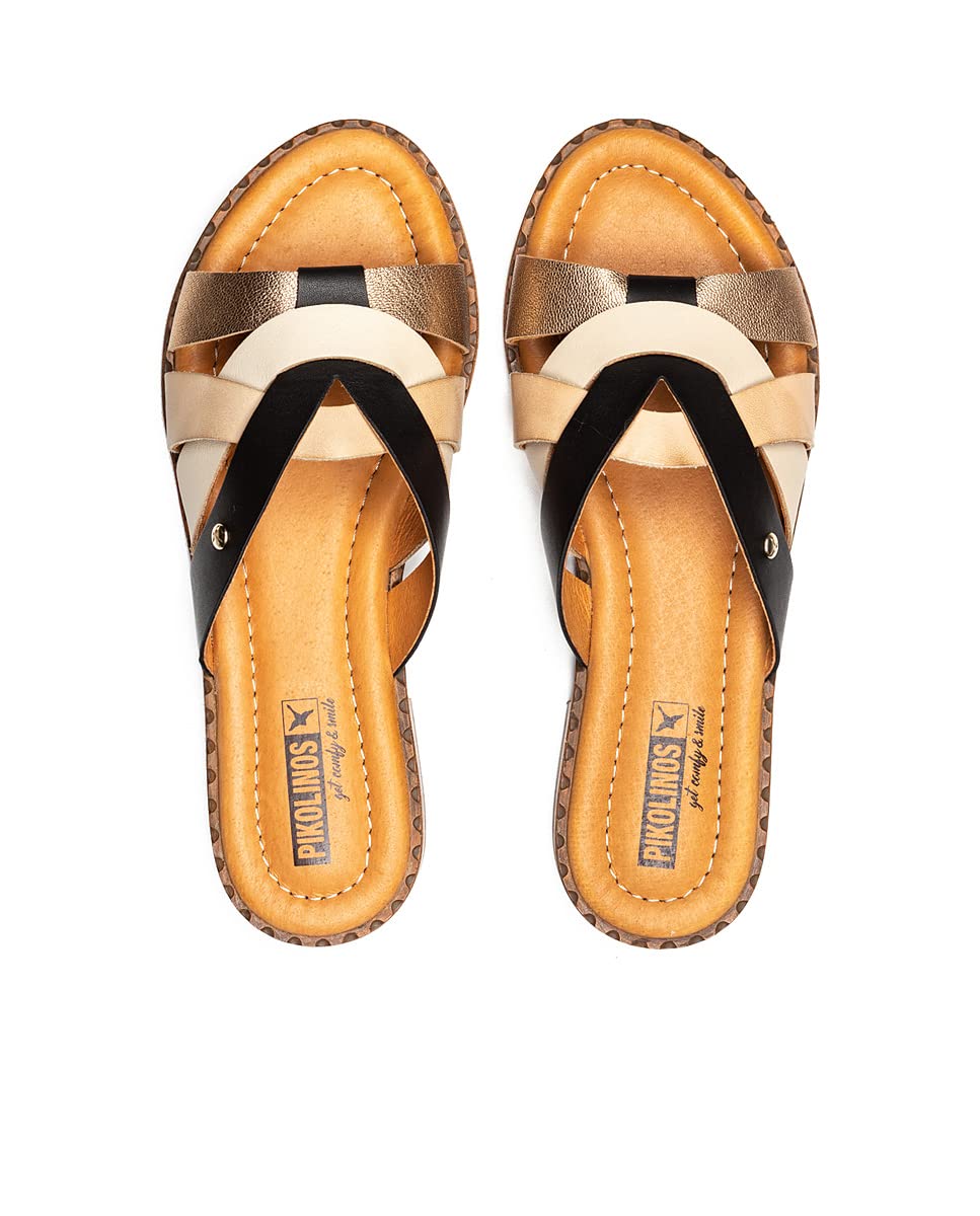 PIKOLINOS Women's Leather Flat Sandals - Comfortable Algar Style for Casual Wear, Beach & Summer Outfits