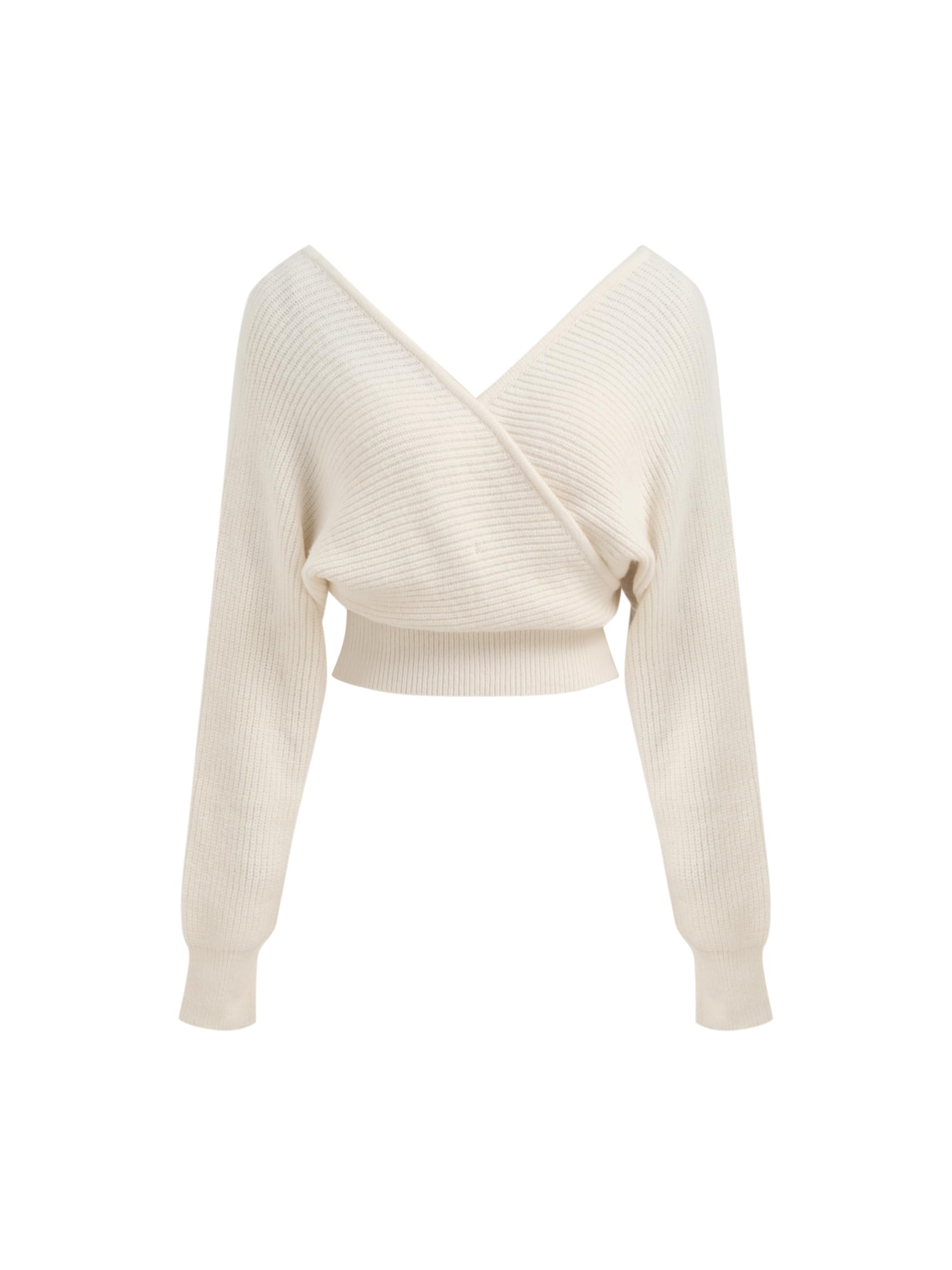 CIDER Women's V-Neck Wrap Front Cropped Sweater - Solid Knit Pullover Long Sleeve Top for Casual Outfits & Layering | Perfect for Fall & Winter Fashion