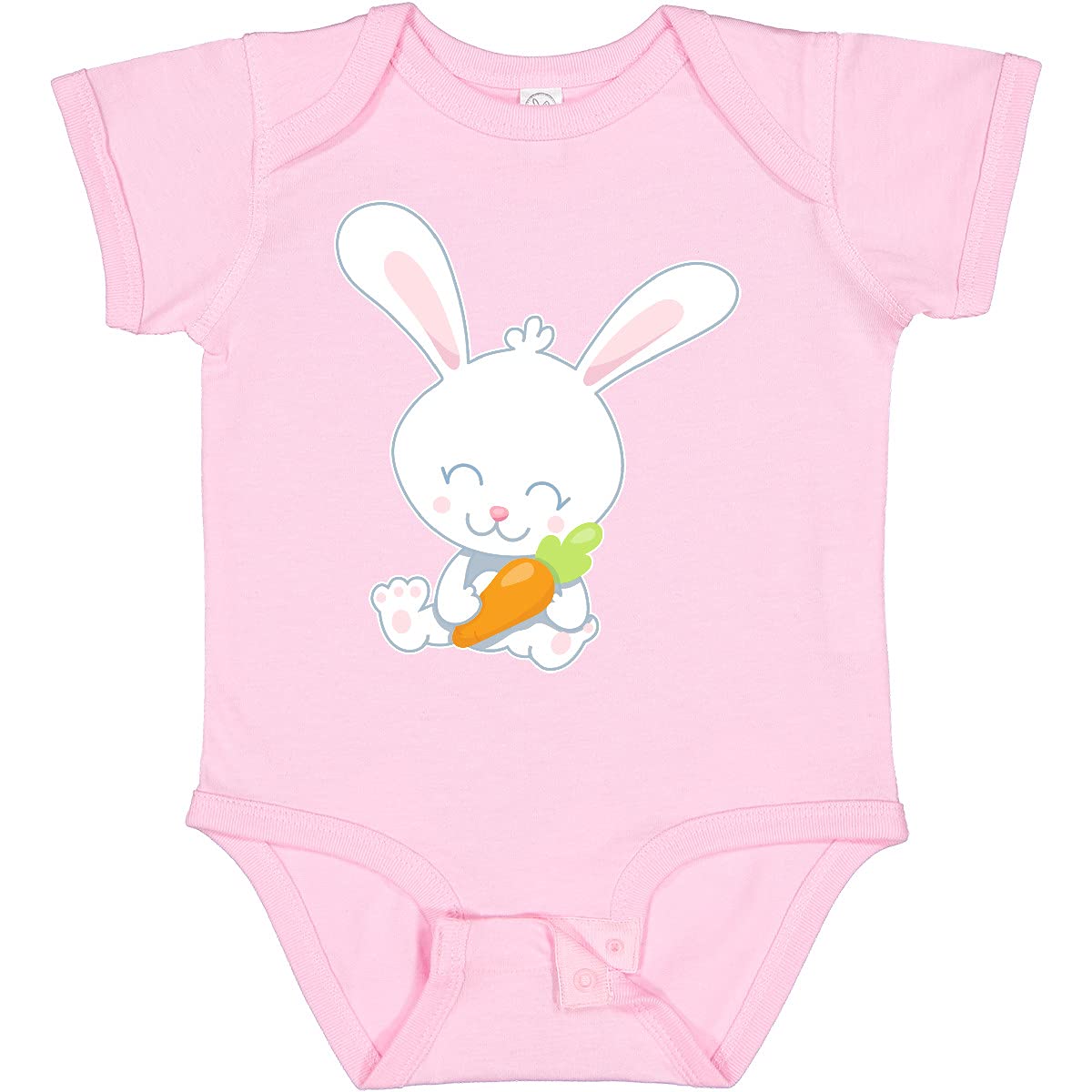 Inktastic Cute Easter Bunny Holding Carrot Baby Bodysuit - Soft Cotton Infant Onesie for Easter Photos & Spring Celebrations