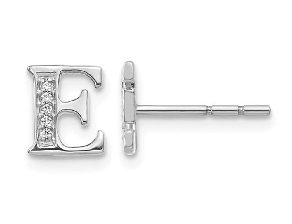 14K White Gold Diamond Letter E Charm Earrings for Women - Elegant Initial Jewelry Gift for Birthday, Anniversary & Special Occasions