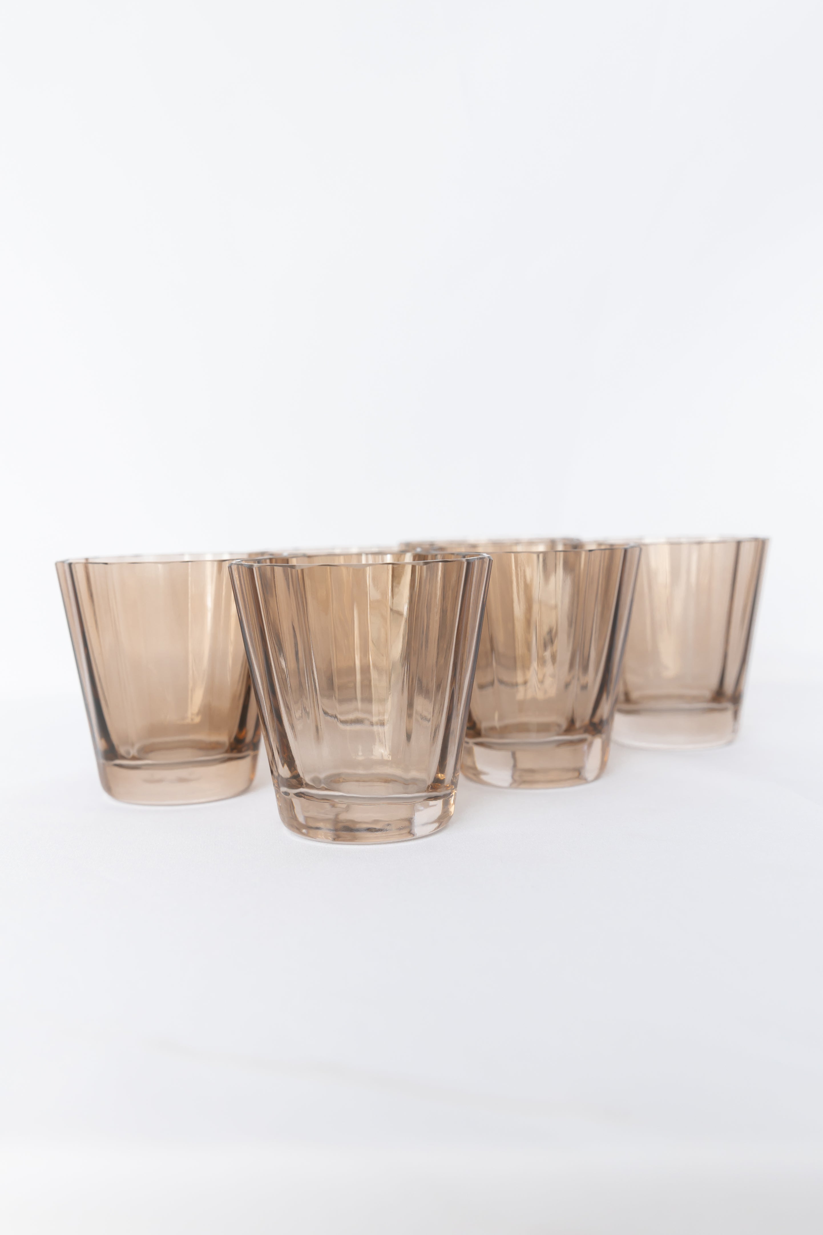 Estelle Colored Sunday Lowball Glasses - Set of 6 in Mocha Mousse (Amber Smoke) | Elegant Cocktail & Whiskey Drinking Glasses for Home Bar, Dinner Parties & Entertaining