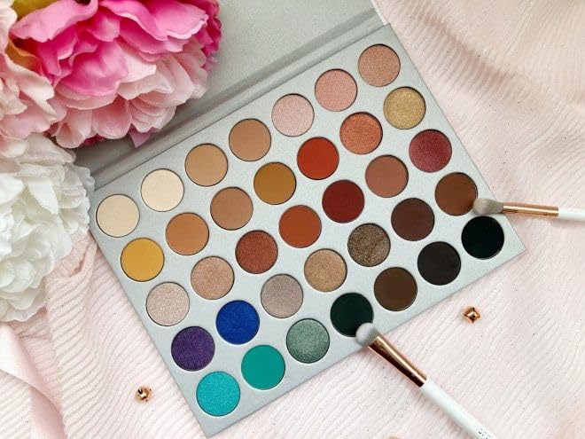 Zoomique 35-Color Eyeshadow Palette Notebook, False Lash Effect 3-in-1 Mascara Eyeliner Eyebrow Pencil & 36-Hour Longwear Pencil - Perfect for Party Makeup, Daily Beauty Routine and Professional Makeup Artists