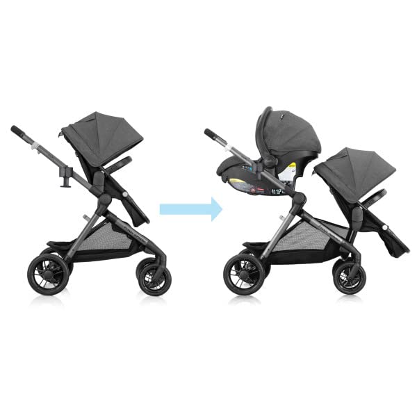 Evenflo Pivot Xpand Modular Stroller - Sabino Gray | Lightweight Travel System with Car Seat Compatibility | Perfect for Newborns, Toddlers & On-the-Go Families