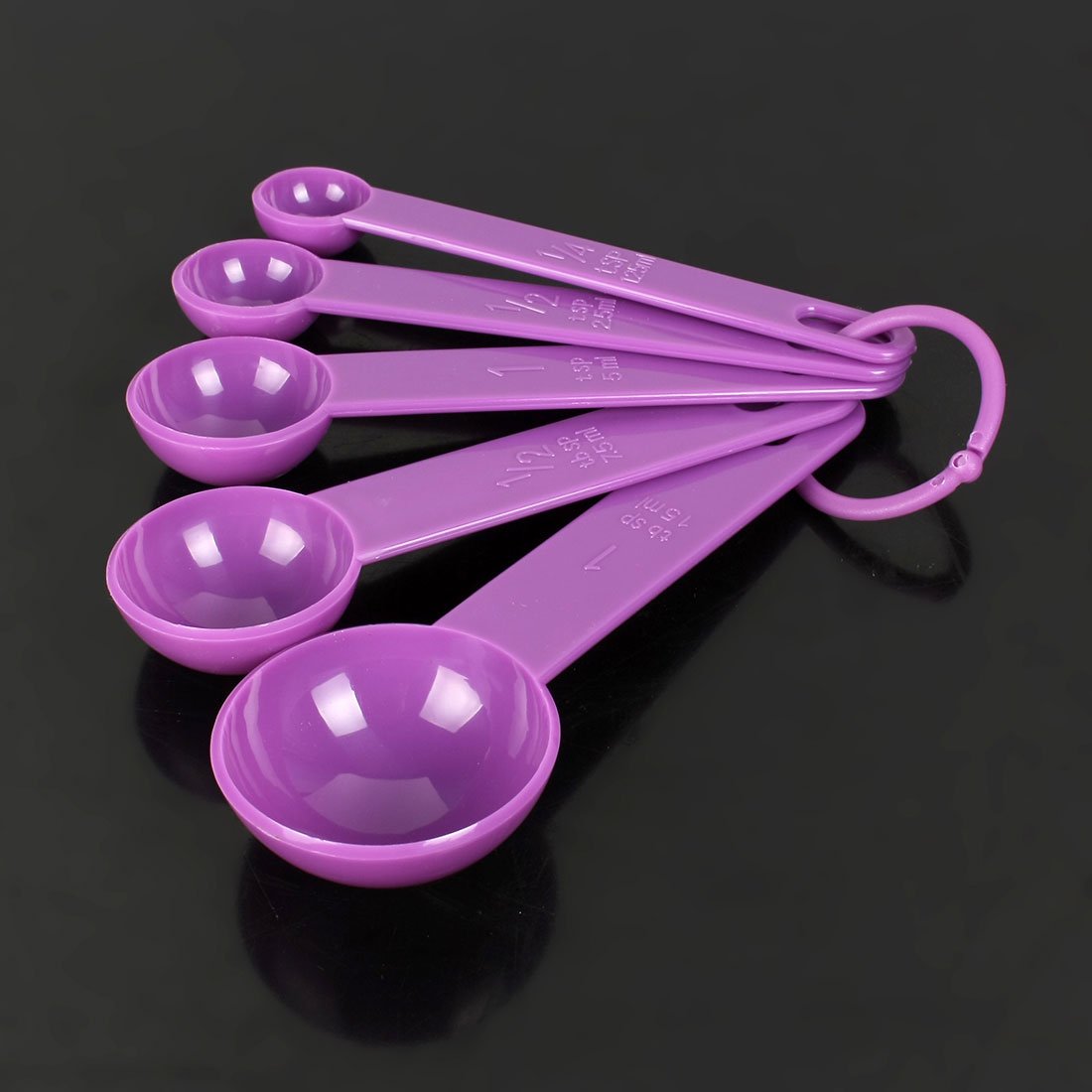 uxcell 5-in-1 Plastic Measuring Spoon Set for Kitchen, Tea, Coffee & Baking - Purple | Perfect for Measuring Spices, Powder, Liquid & Dry Ingredients