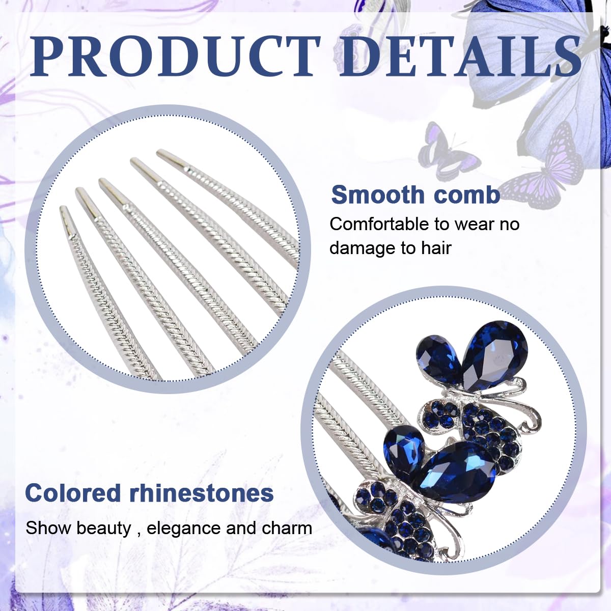 Elegant Butterfly Rhinestone Alloy Hair Clip Comb - Decorative Bridal Hair Accessories for Women, Blue | Perfect for Weddings, Prom, Parties & Everyday Hairstyles