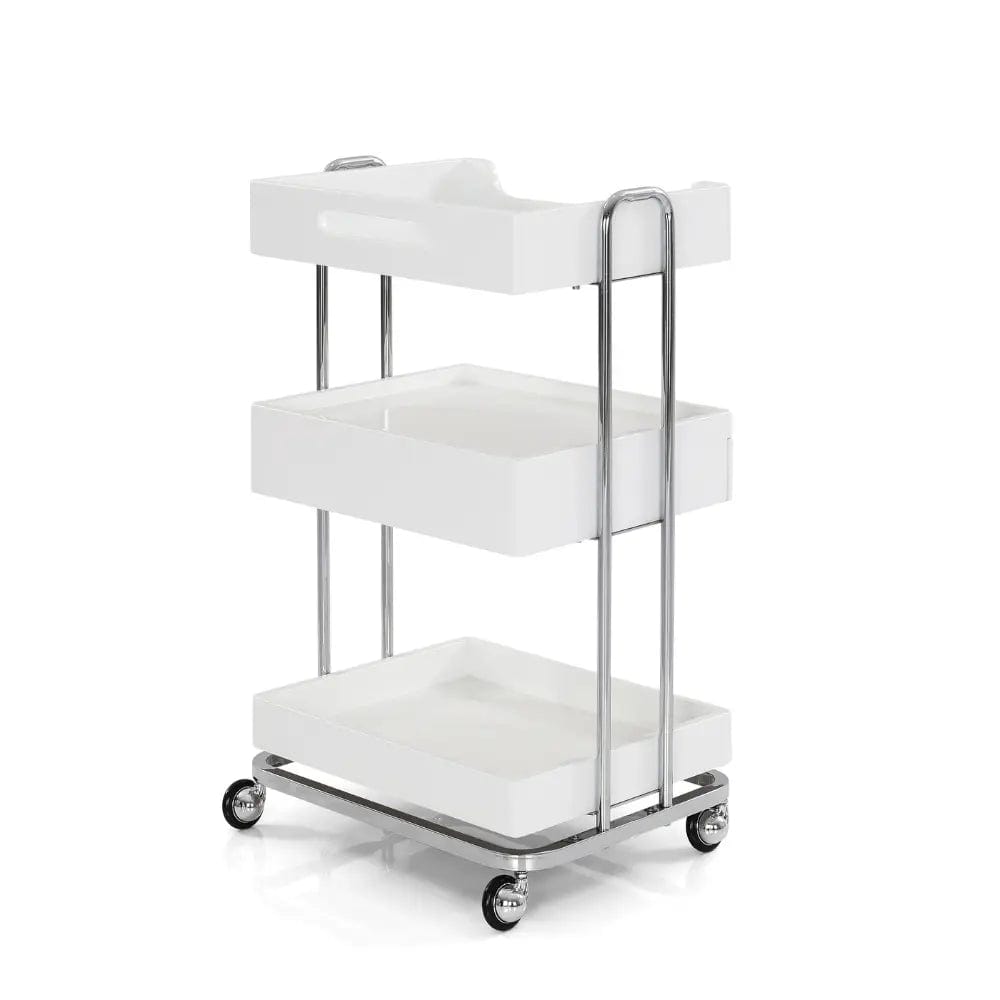 Professional Beauty Salon Trolley OY005 - White Rolling Cart with Drawer for Hair Styling, Nail & Makeup Tools - Perfect for Salon, Spa & Home Use