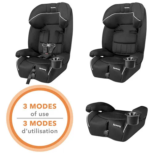 Harmony Defender MAX 360 3-in-1 Deluxe Convertible Car Seat for Toddlers - Midnight Black | Safe & Comfortable for Infants to Big Kids | Perfect for Long Road Trips & Daily Commutes