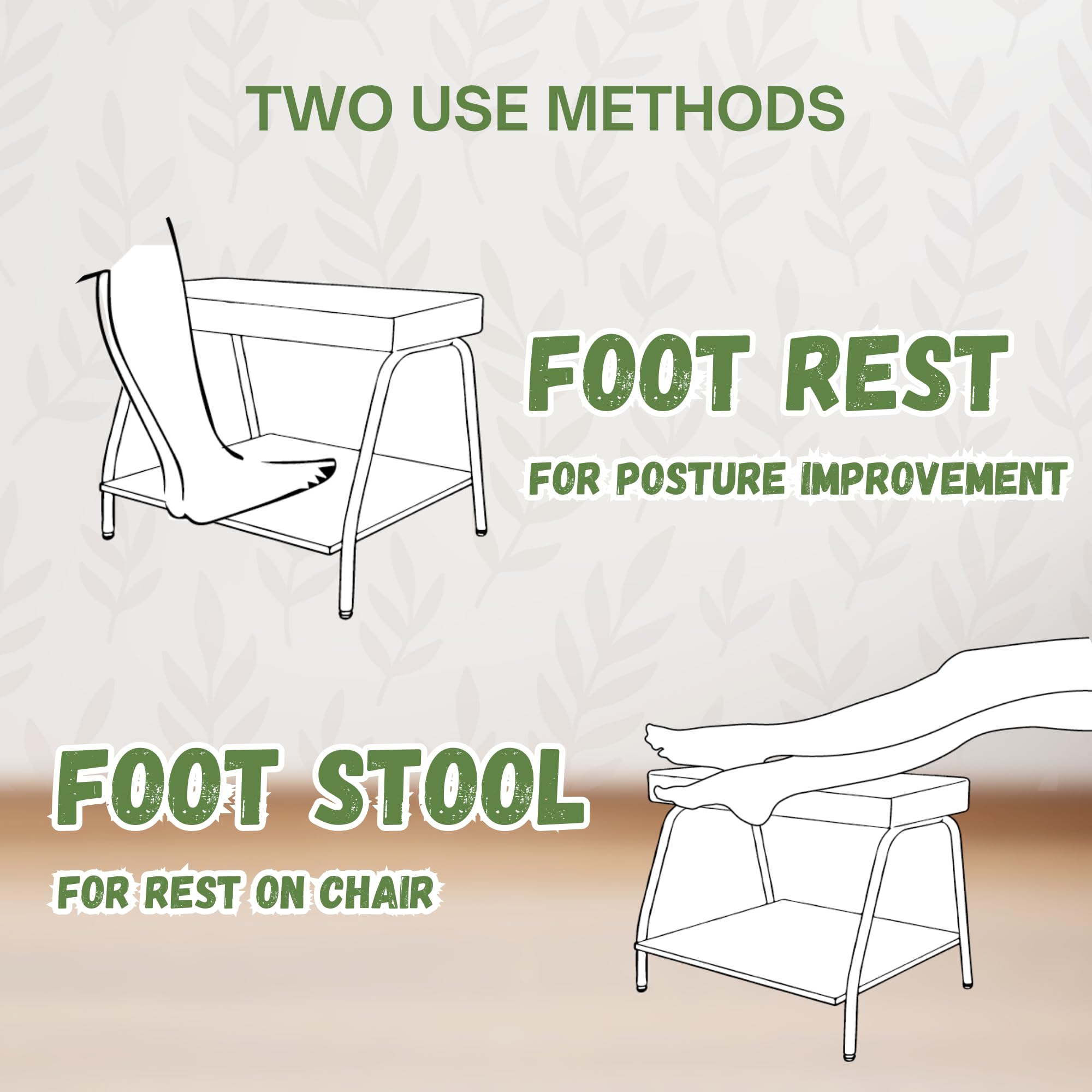 Ergonomic Double Step Footrest Under Desk - Adjustable Height Foot Stool Ottoman for Office & Home, Improves Posture & Circulation - Perfect for Workstations, Gaming Setups & Home Offices