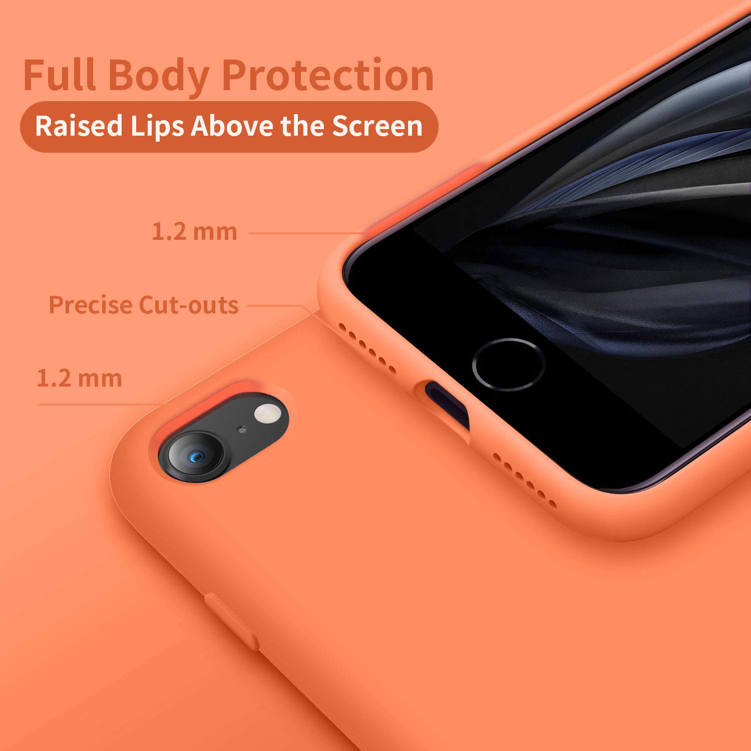 Premium Silicone iPhone SE (2020/2022) & iPhone 7/8 Case - Ultra Slim Shockproof Design with Soft Microfiber Lining | 4.7 Inch Protective Phone Cover in Kumquat Color | Perfect for Everyday Use, Travel & Outdoor Activities