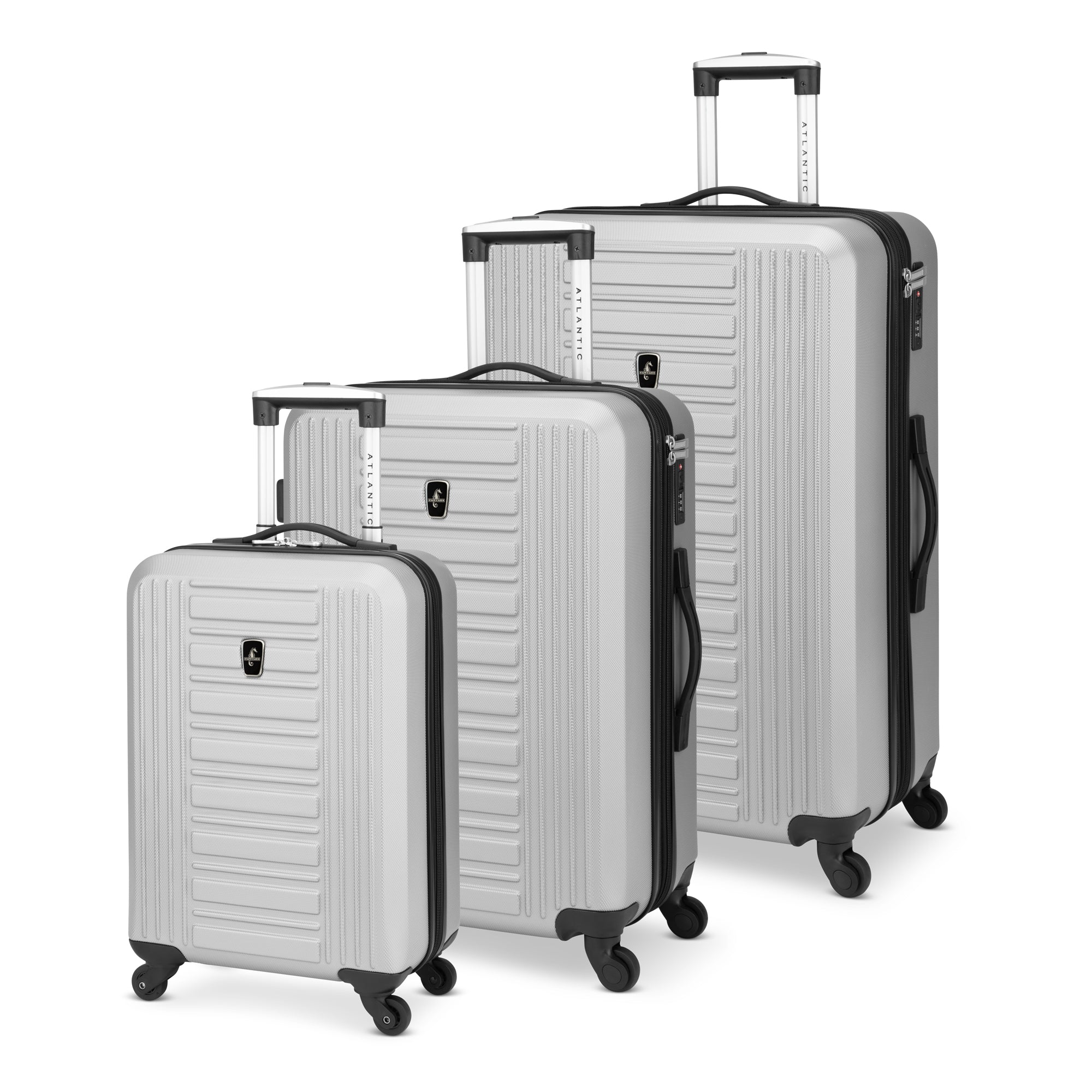 Atlantic Acclaim II 3-Piece Luggage Set - Lightweight Spinner Suitcase with TSA Lock, Durable Hardshell Carry On & Checked Bags (Black) - Perfect for Business Travel, Family Vacations & International Trips