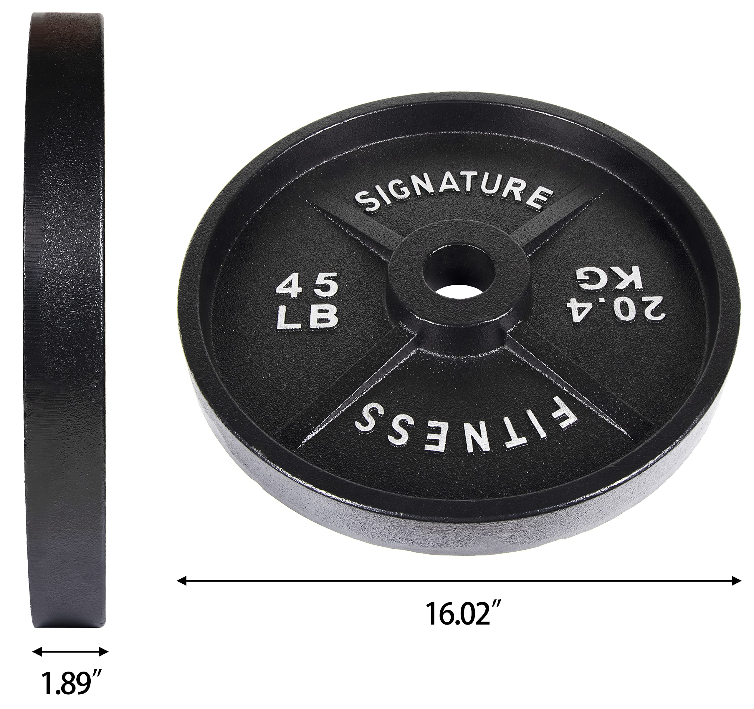 Signature Fitness 2-Inch Olympic Cast Iron Weight Plates - Deep Dish Design with Durable E-Coating for Strength Training, Powerlifting & Home Gym Workouts