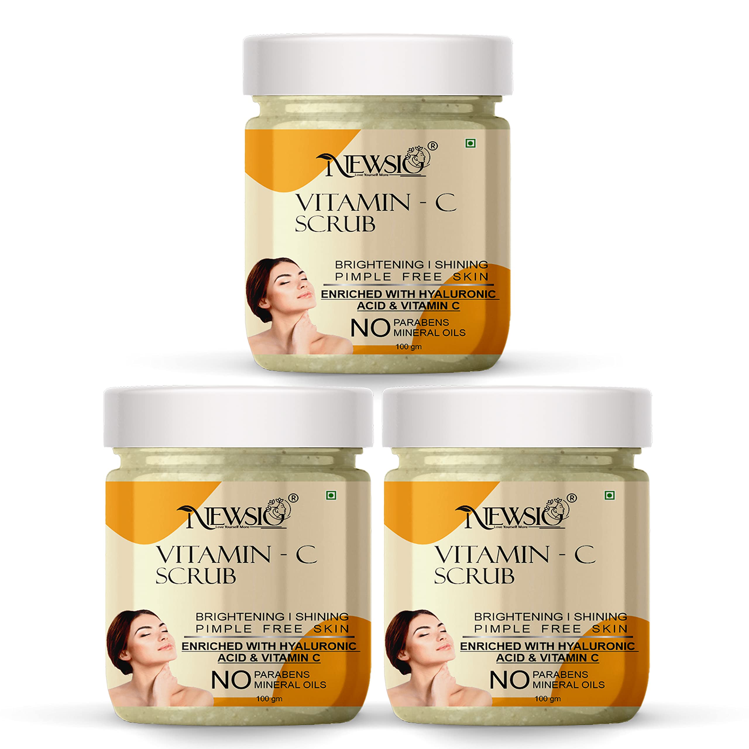 Newsio Vitamin C & Walnut Face Scrub for Glowing Skin - 100gm Exfoliating Cleanser with Antioxidants for Brighter Complexion | Perfect for Daily Skincare Routine & Pre-Makeup Prep