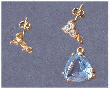 Sterling Silver or 14K Gold Tri Cluster Earring Settings - 2 Piece Set with 5.5mm Open Hoop Rings - Jewelry Making Supplies for DIY Earrings, Wedding Accessories, and Gift Giving